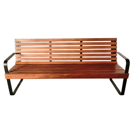 Simple Park Bench - Weather-resistant Steel and Solid Wood Materials - High-end Customization