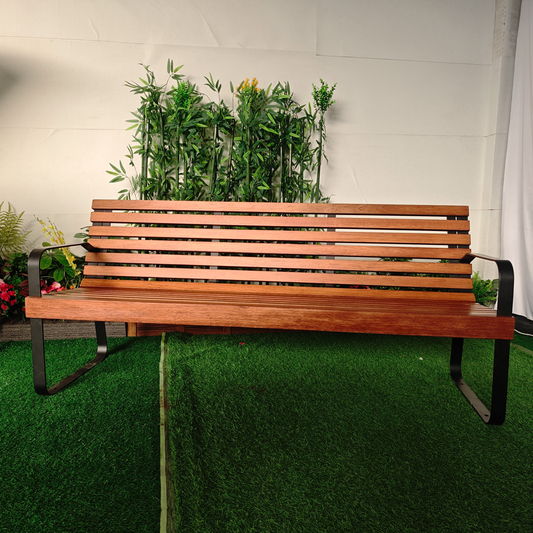 Simple Park Bench - Weather-resistant Steel and Solid Wood Materials - High-end Customization